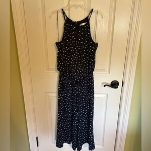 London Times Navy White Polka Dot Jumpsuit Romper Women’s Size 8